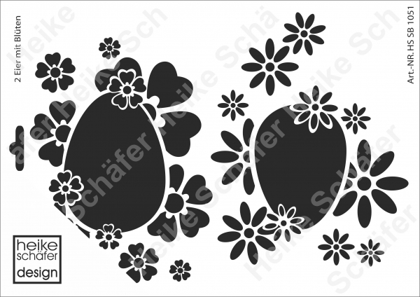Schablone-Stencil A4 201-1051 2 Eier mit Blüten